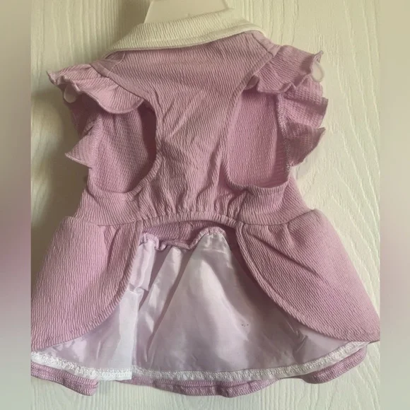 Rowdy Pups Club Pet Apperal  Pink Dog Dress w/ Collar & Ruffles Size XS - Picture 3 of 7